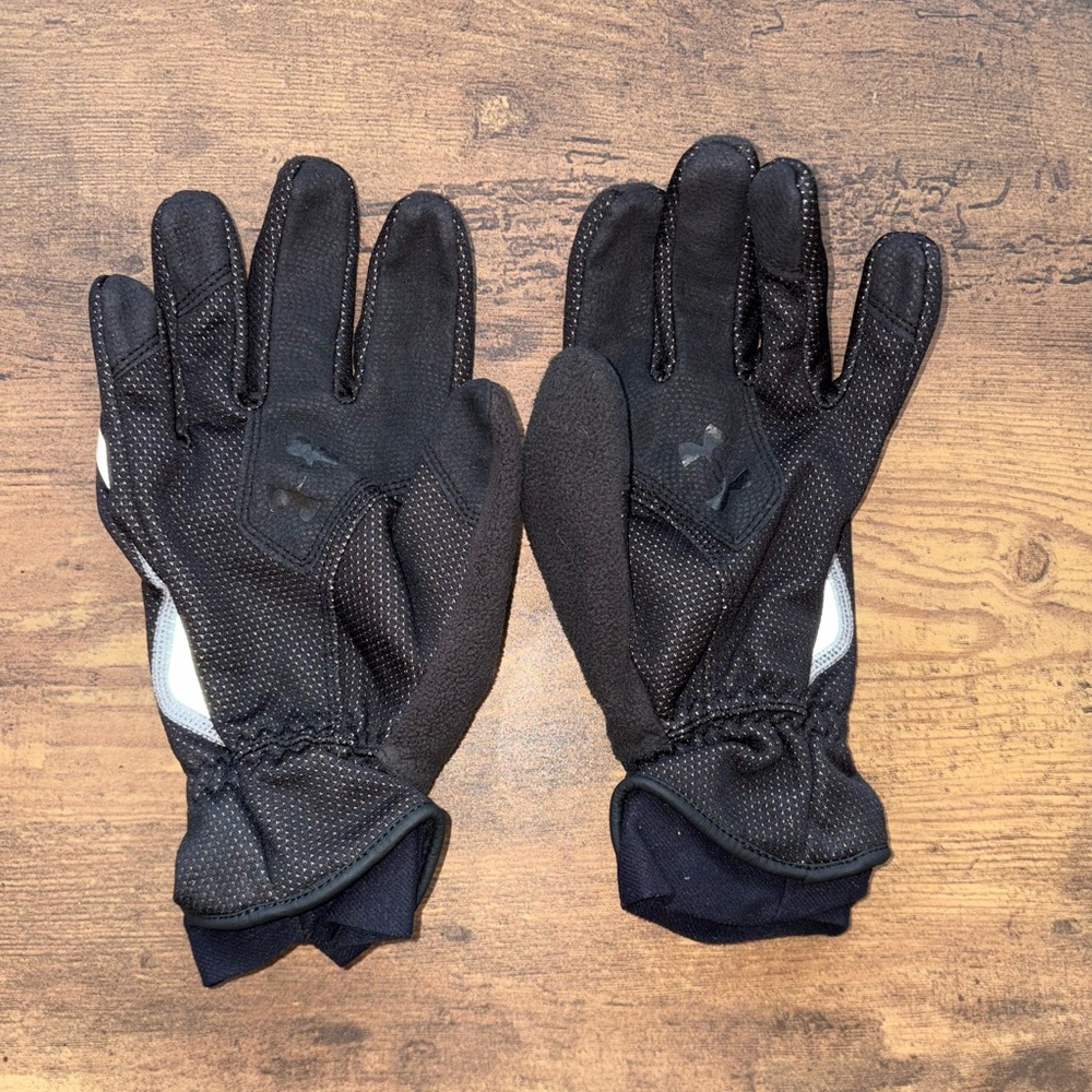 Under Armour Black Gloves with White Logo Skiing Winter - Picture 3 of 6
